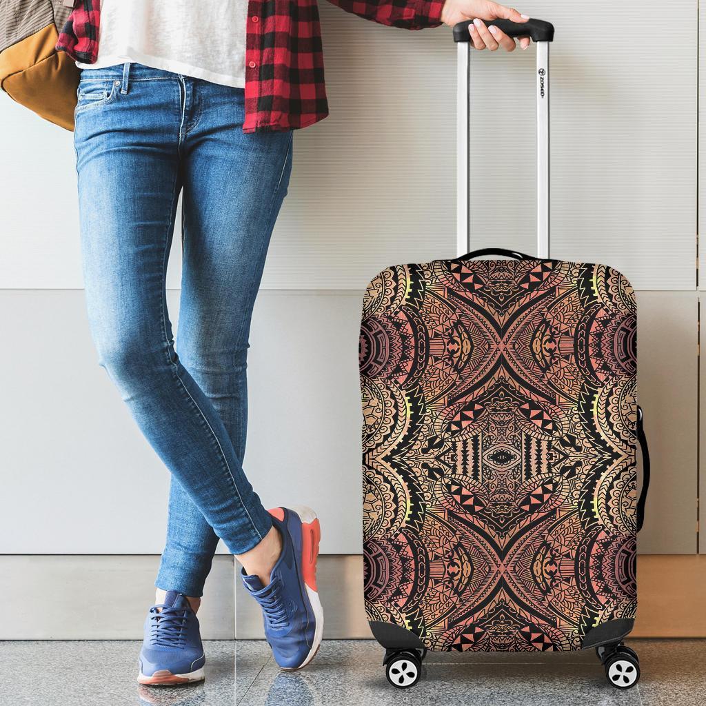 Polynesian Symmetry Brown Luggage Covers Brown - Polynesian Pride
