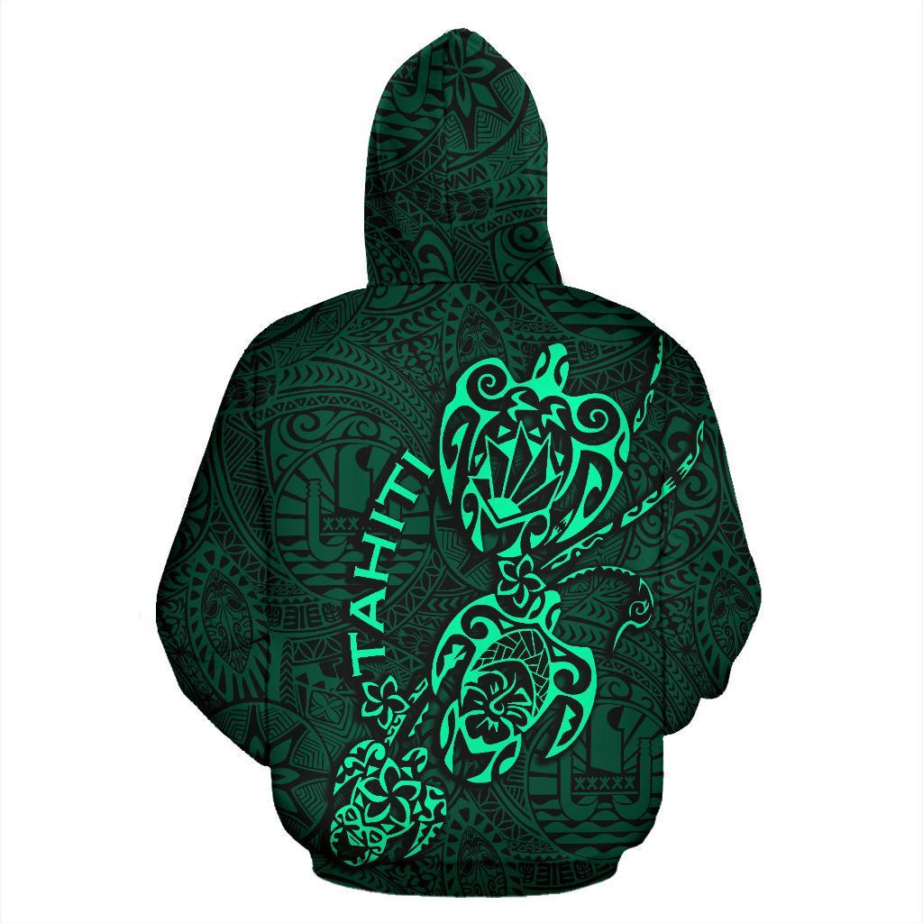 Tahiti Polynesian Family Turtles Hoodie Green - Polynesian Pride