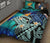 Kanaka Maoli (Hawaiian) Quilt Bed Set, Polynesian Pineapple Banana Leaves Turtle Tattoo Blue - Polynesian Pride
