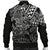 Tahiti Polynesian Men Bomber Jacket - White Turtle Hibiscus Flowing - Polynesian Pride
