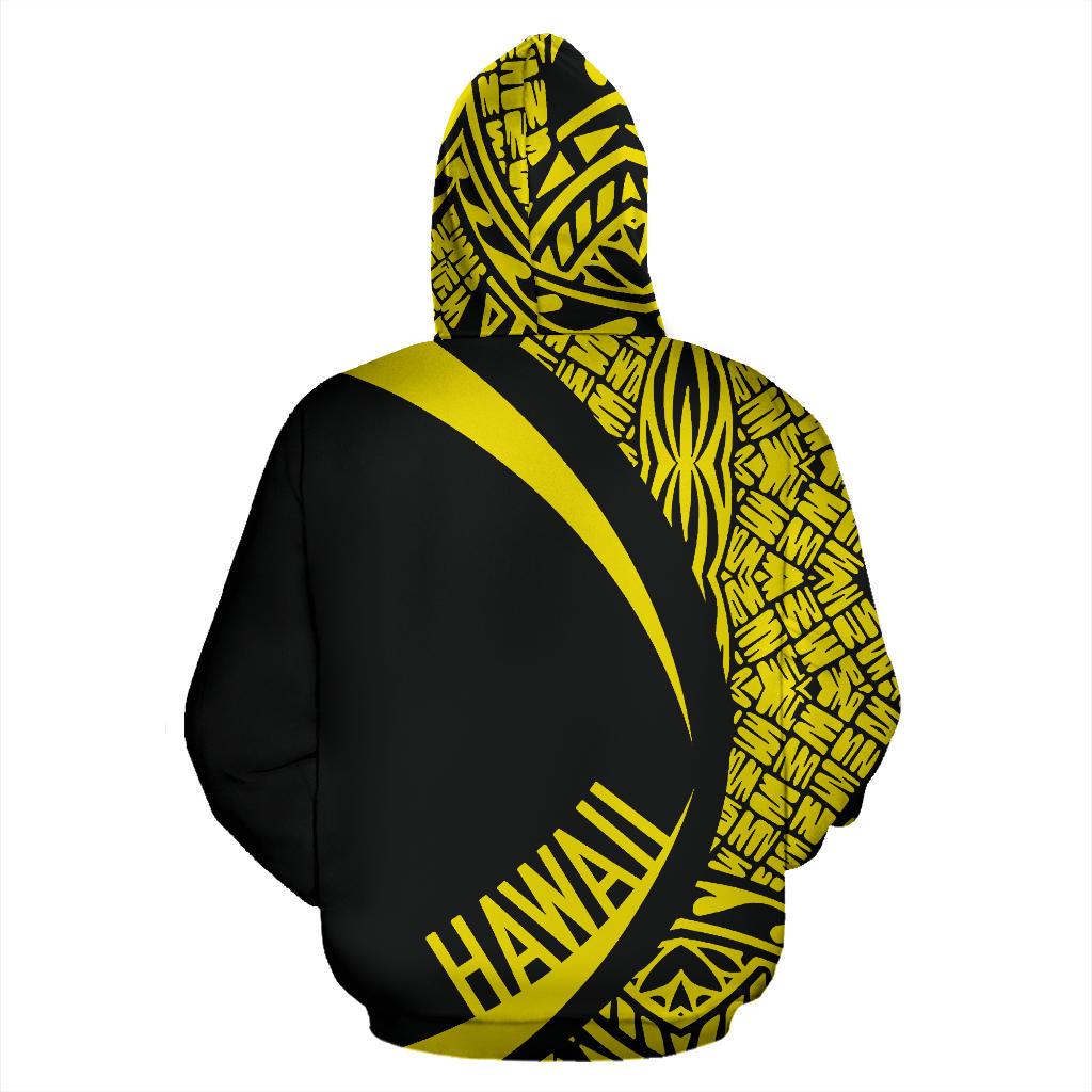 Polynesian Turtle Map of Hawaii Zip Hoodie Yellow Circle Style - Polynesian Pride