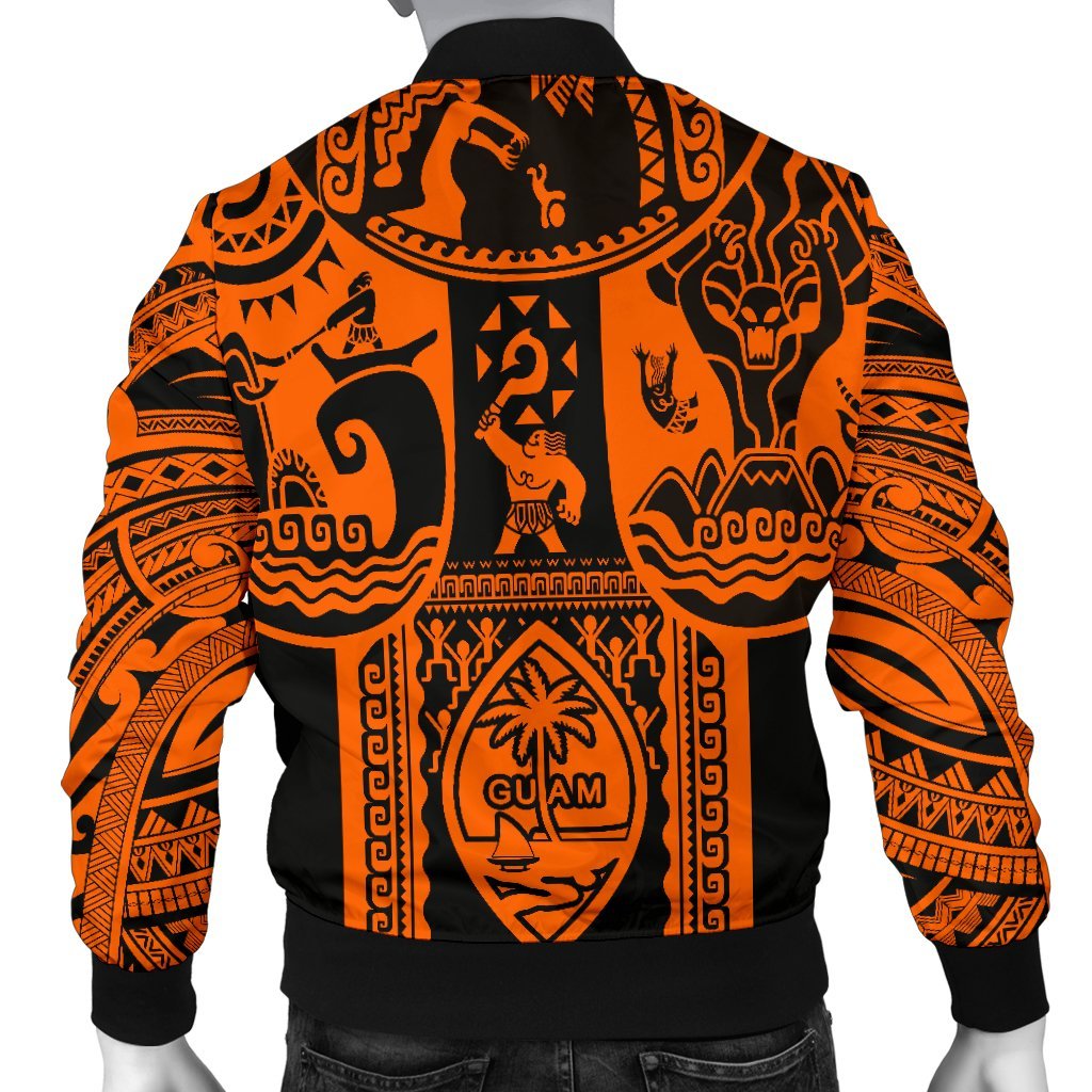 Polynesian Men's Bomber Jackets - Guam Flag, Seal with Maui Moana Tattoo - Polynesian Pride