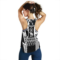 Polynesian Guinea Women's Racerback Tank - Moana Maui Tattoo With Coat Of Arm Guinea White - Polynesian Pride