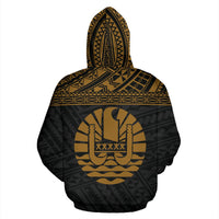 Tahiti Polynesian All Over Custom Zip up Hoodie Gold Horizontal - Polynesian Pride