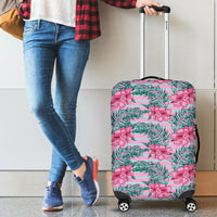 Hawaii Tropical Flowers Palm Leaves Hibiscus Strips Luggage Cover - Polynesian Pride