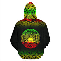 American Samoa All Over Custom Zip up Hoodie Polynesian Reggae Fog - Polynesian Pride