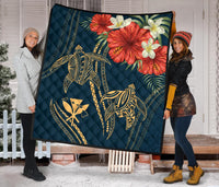 Hawaii Polynesian Turtle Hibiscus Premium Quilt - Nolan Style - Polynesian Pride