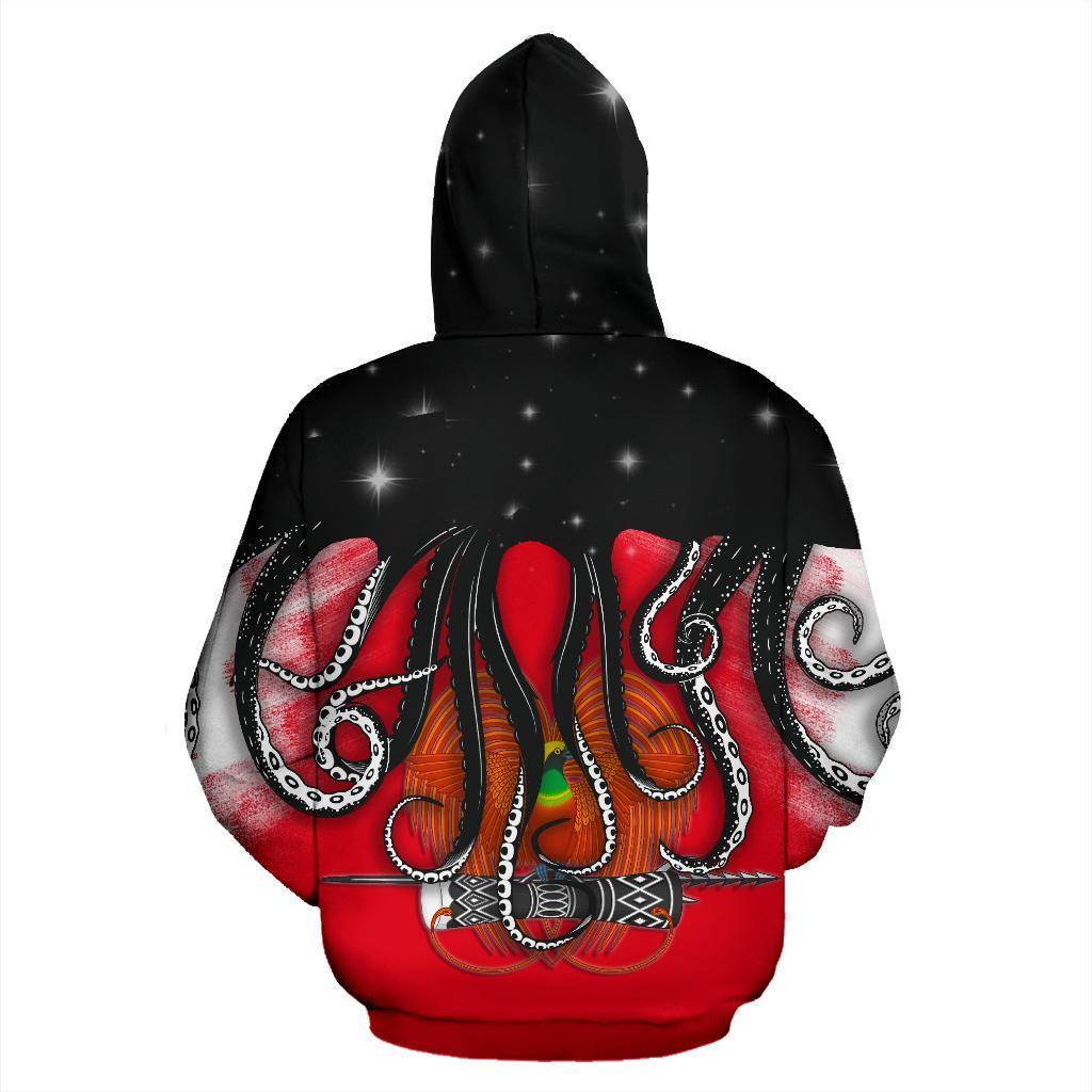 Papua New Guinea Hoodie Papua New Guinea Flag Coat of Arms Octopus Style K9 - Polynesian Pride