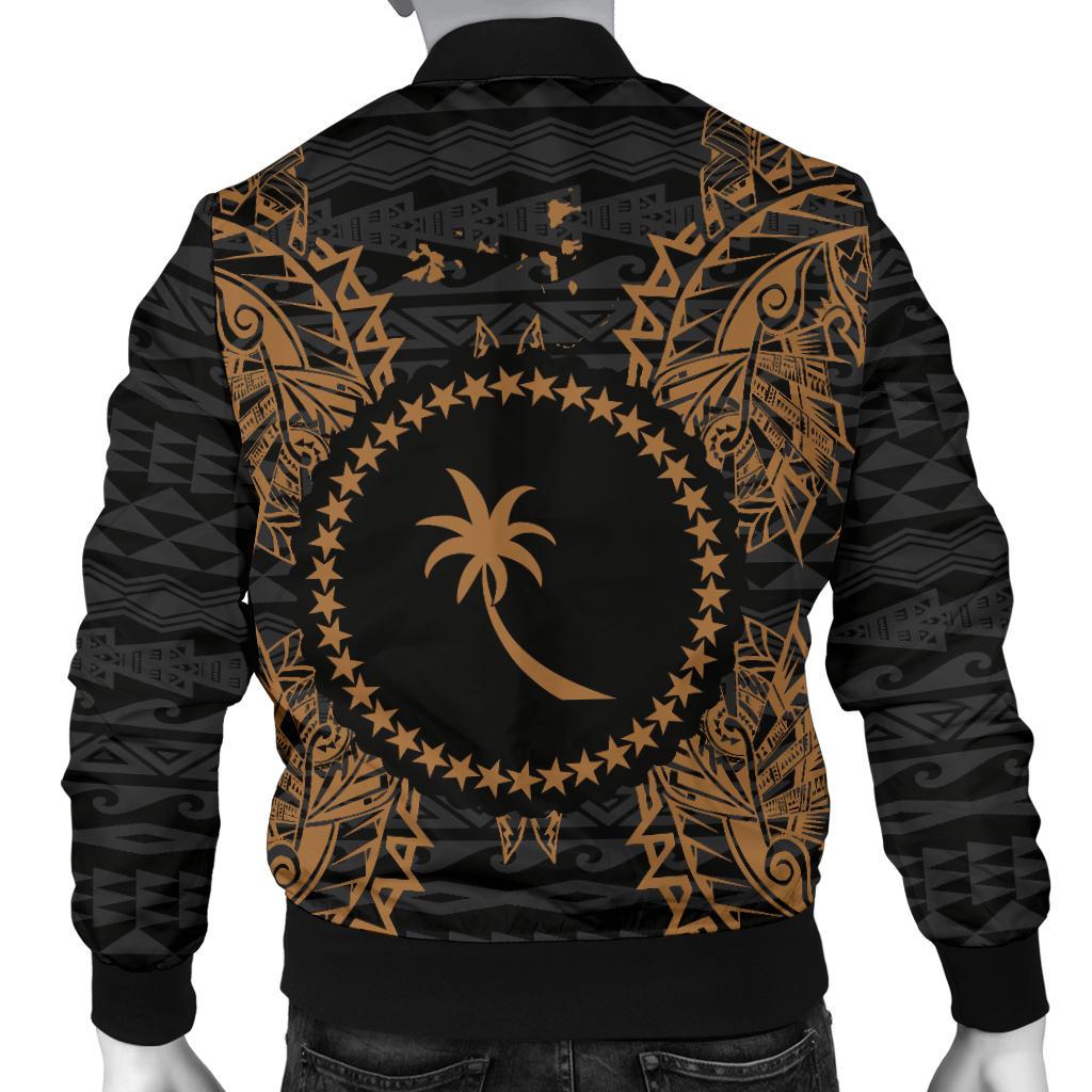 Chuuk Polynesian Men's Bomber Jacket Map Gold - Polynesian Pride
