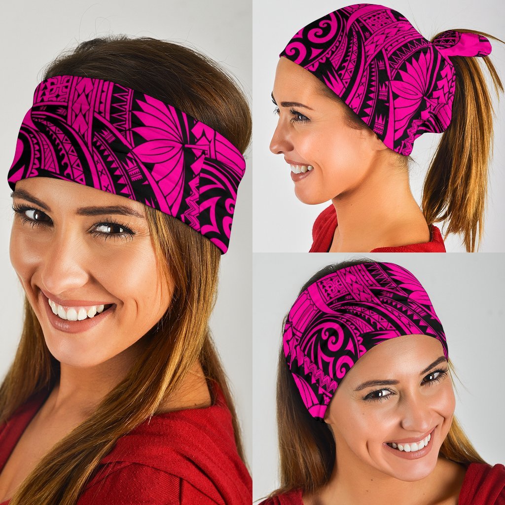 Polynesian Curly Tatau Pink Unisex Bandana - Polynesian Pride
