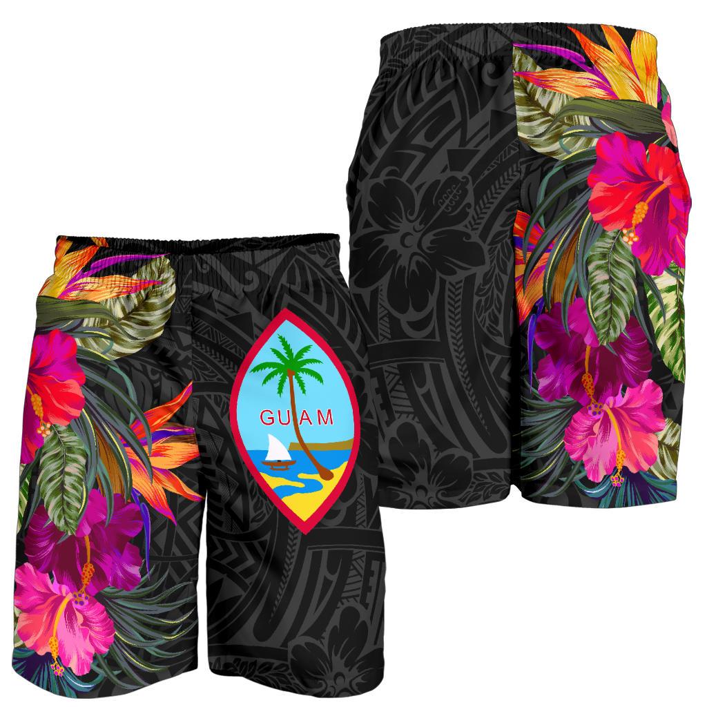 Guam Men's Shorts - Hibiscus Polynesian Pattern - Polynesian Pride
