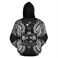 Fiji Polynesian All Over Zip up Hoodie Map Black - Polynesian Pride
