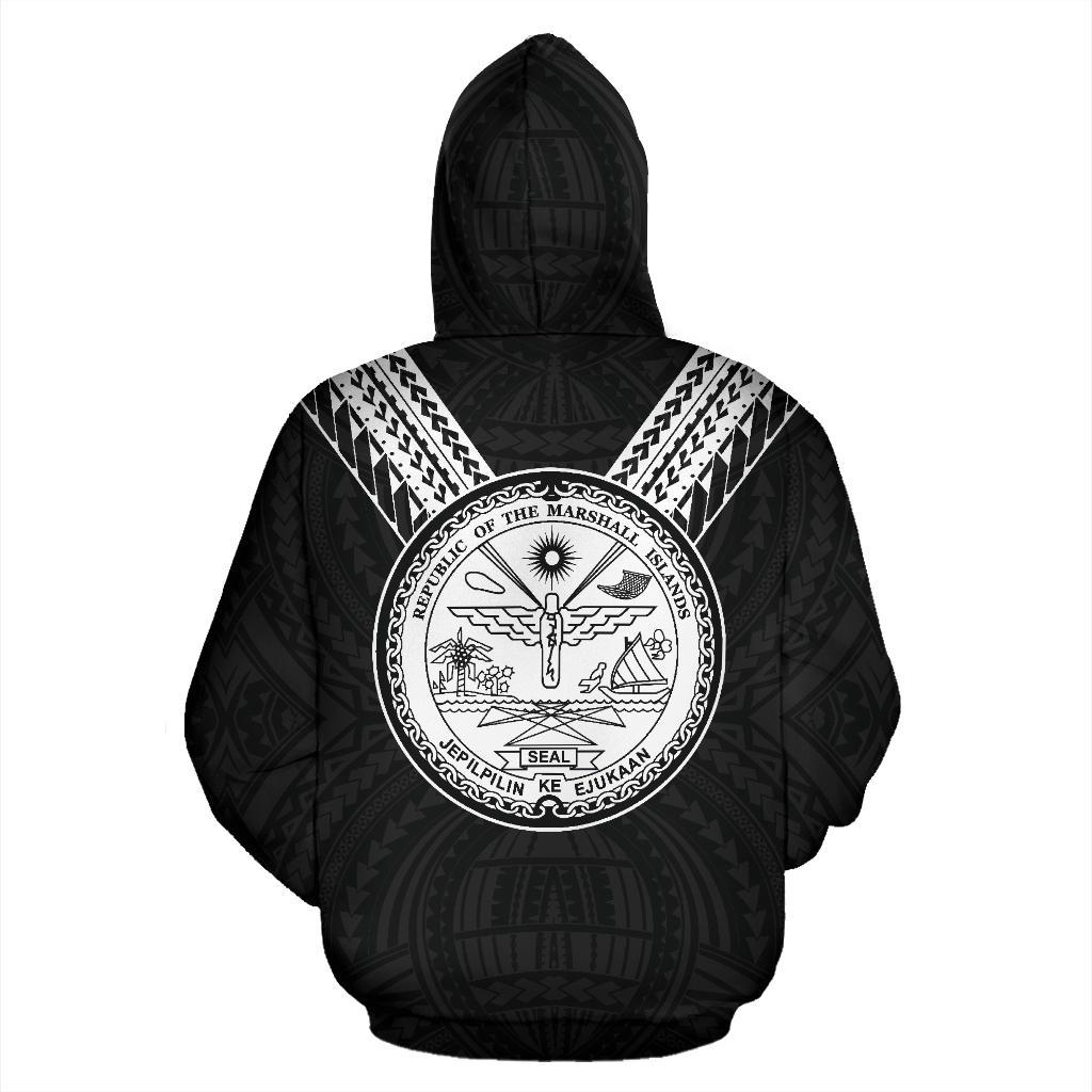 Marshall Islands All Over Hoodie Black White Sailor Style - Polynesian Pride