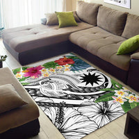 Nauru Polynesian Area Rug - Summer Plumeria (White) - Polynesian Pride