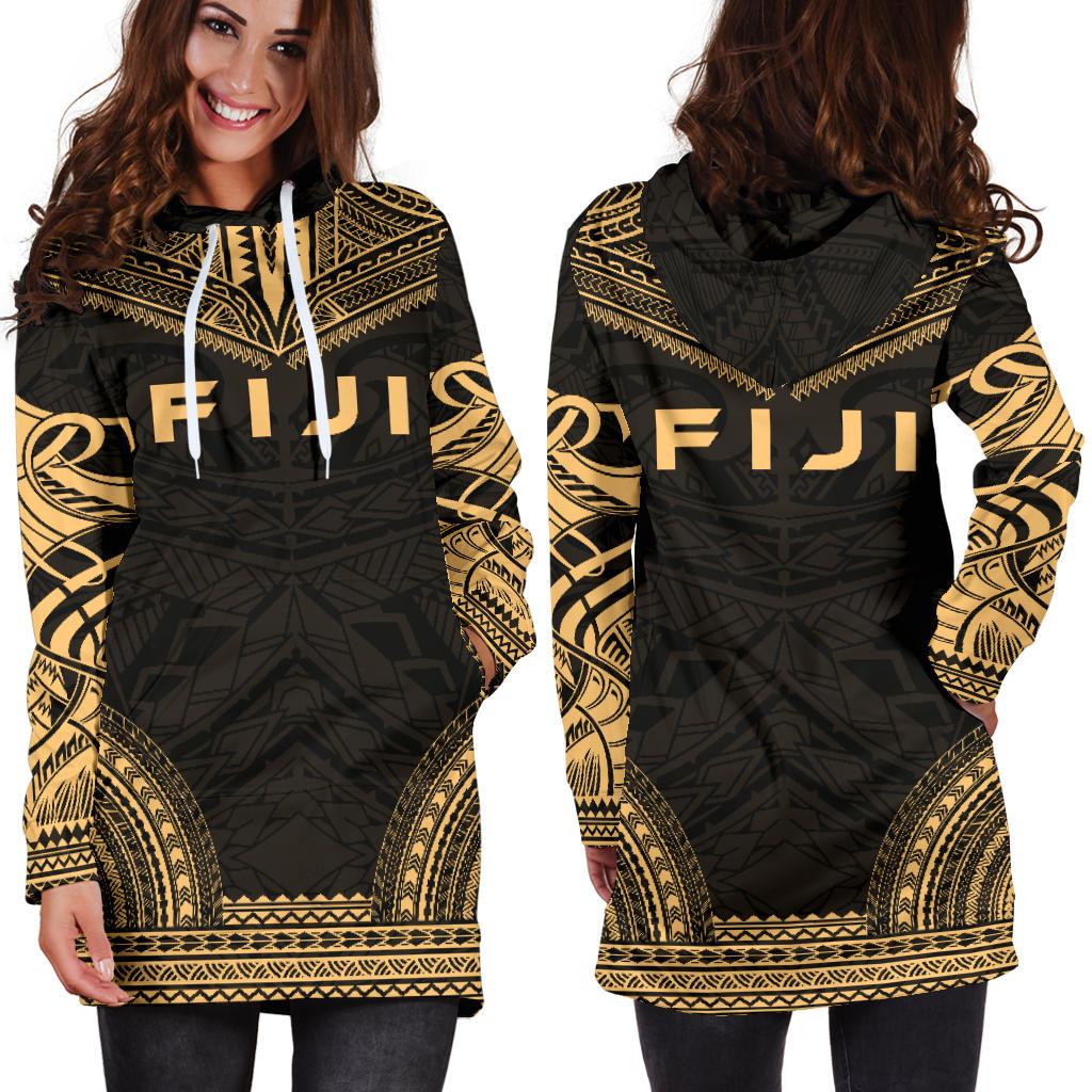Fiji Women's Hoodie Dress - Polynesian Gold Chief - Polynesian Pride