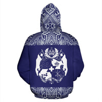 Tonga All Over Zip up Hoodie Polynesian Purple and White - Polynesian Pride