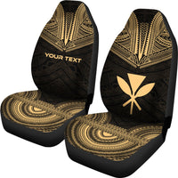 Hawaii Custom Personalised Car Seat Cover - Kanaka Maoli Polynesian Chief Tattoo Gold Version - Polynesian Pride