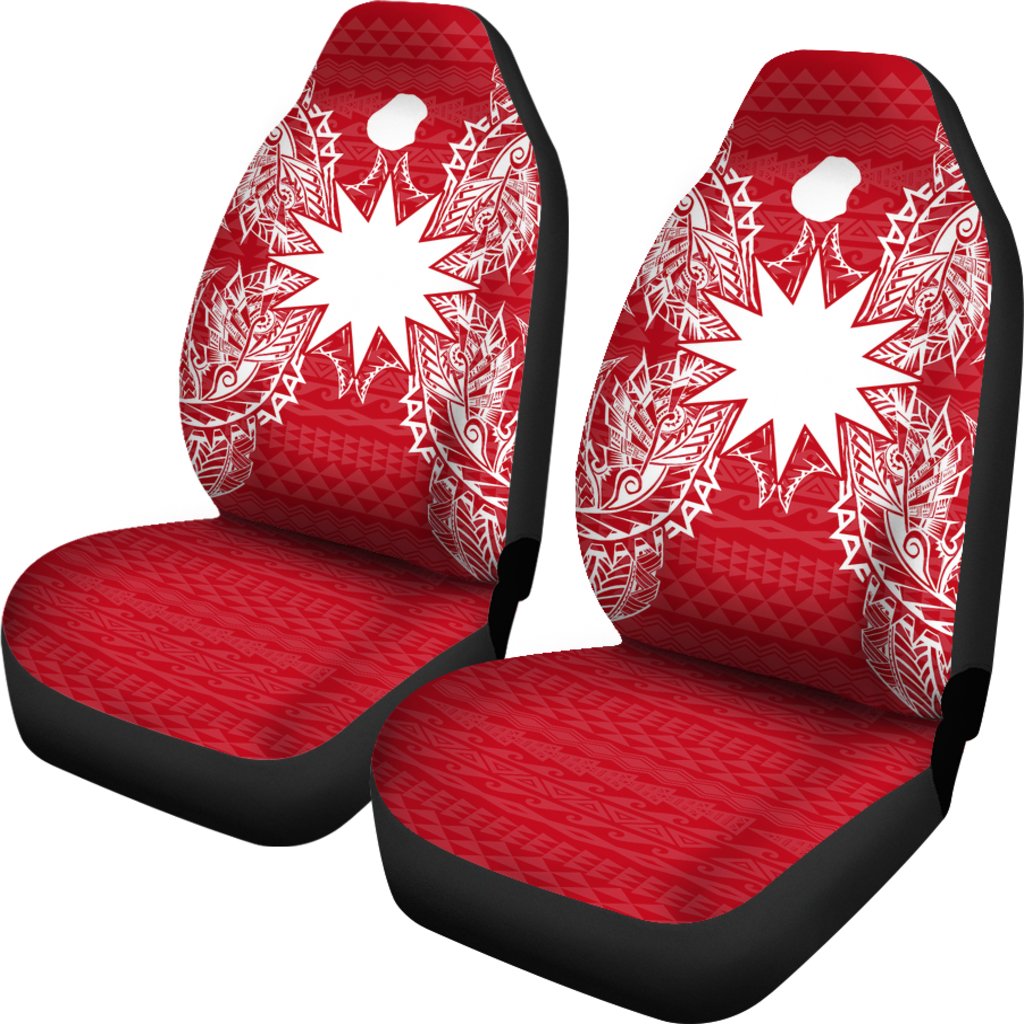 Nauru Car Seat Cover - Nauru Flag Map Red White - Polynesian Pride