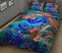 Hawaii Polynesian Quilt Bed Set - Kanaka Maoli Turtle Coral Treasure - Polynesian Pride