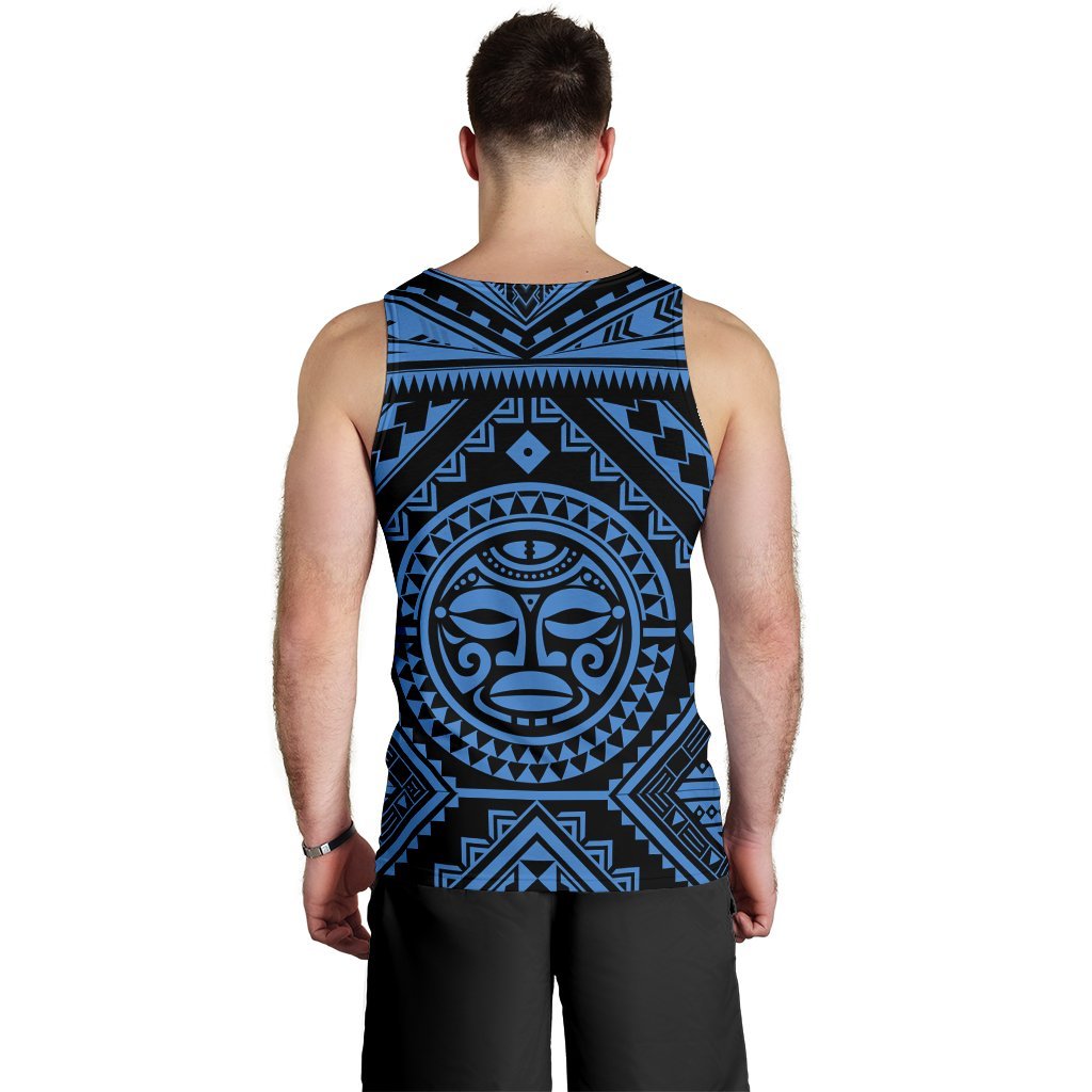 Kosrae Personalised Men's Tank Top - Kosrae Flag In Polynesian Tattoo Style (Blue) - Polynesian Pride