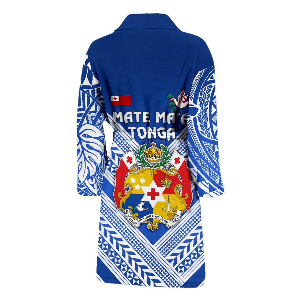 Mate Ma'a Tonga Rugby Men's Bath Robe Polynesian Creative Style - Blue - Polynesian Pride