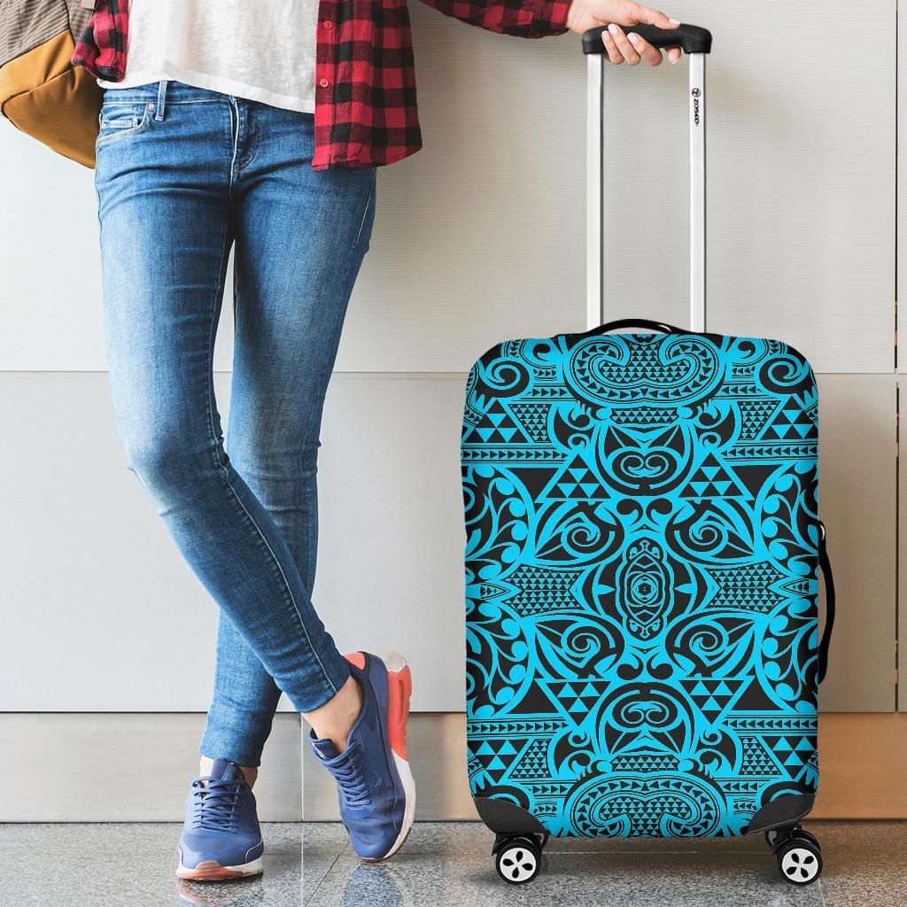 Polynesian Kakau Turtle Blue Luggage Covers Blue - Polynesian Pride