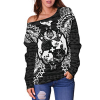 Tonga Polynesian Shoulder Sweater Map Black - Polynesian Pride