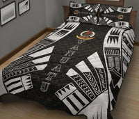 Vanuatu Quilt Bed Set - Vanuatu Coat Of Arms White Tattoo Style - Polynesian Pride