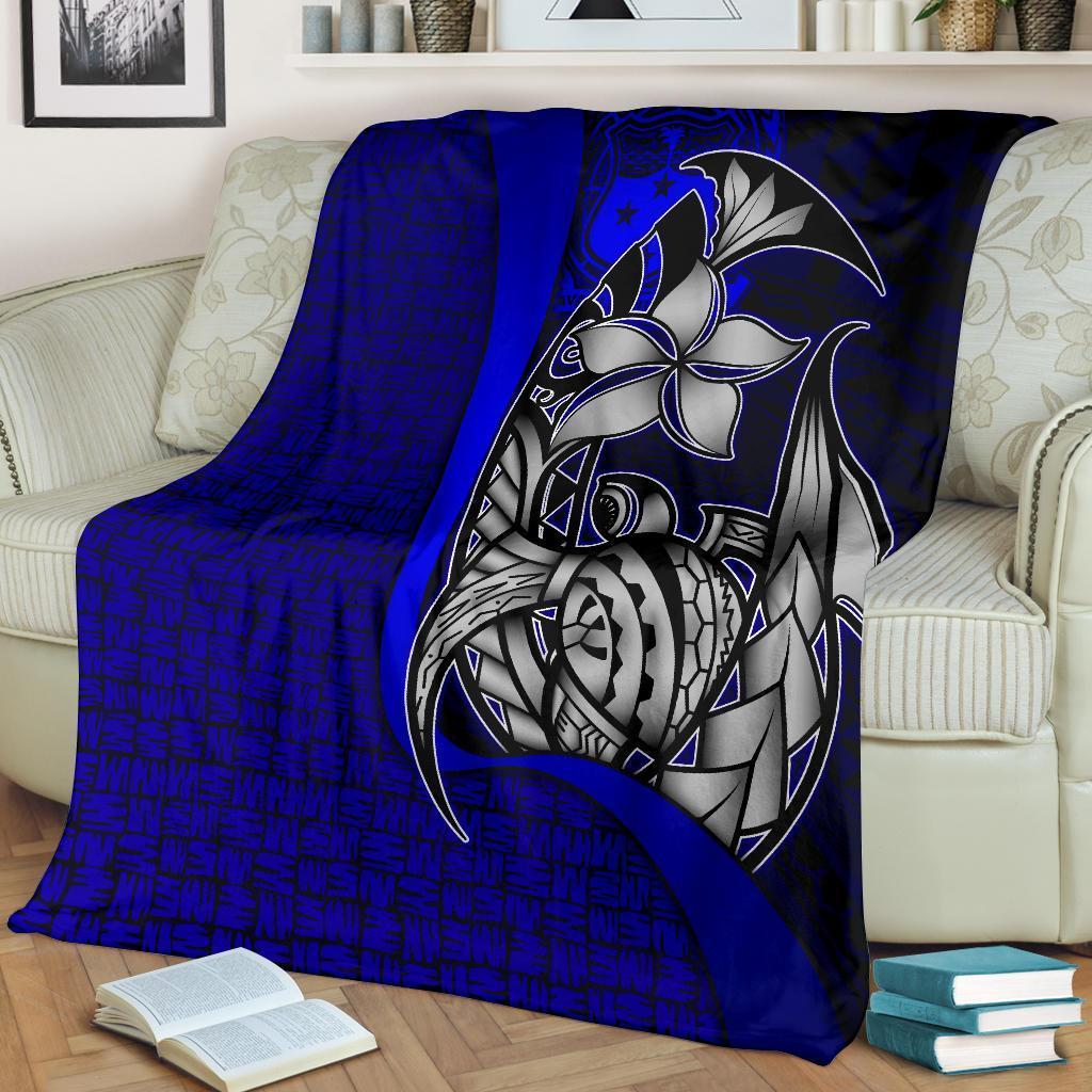 Samoa Polynesian Premium Blanket Blue - Turtle With Hook - Polynesian Pride