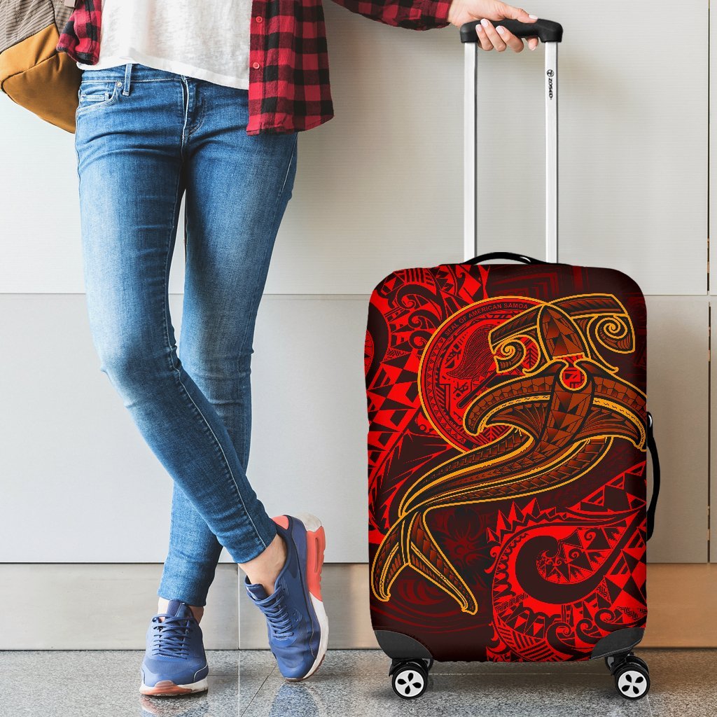 American Samoa Luggage Covers - Red Shark Polynesian Tattoo Red - Polynesian Pride