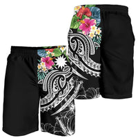 Nauru Polynesian Men's Shorts - Summer Plumeria (Black) - Polynesian Pride