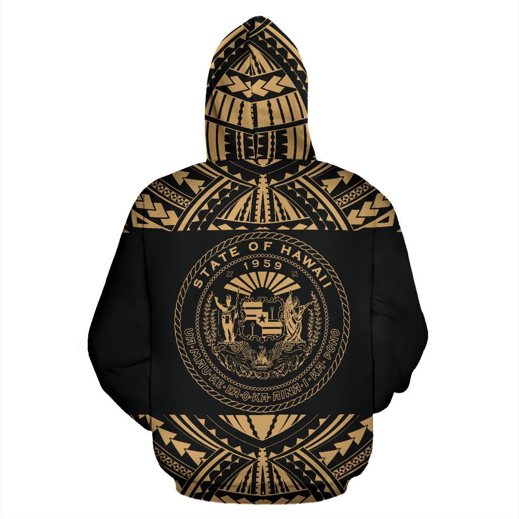 Hawaii All Over Custom Hoodie Polynesian Gold Version - Polynesian Pride