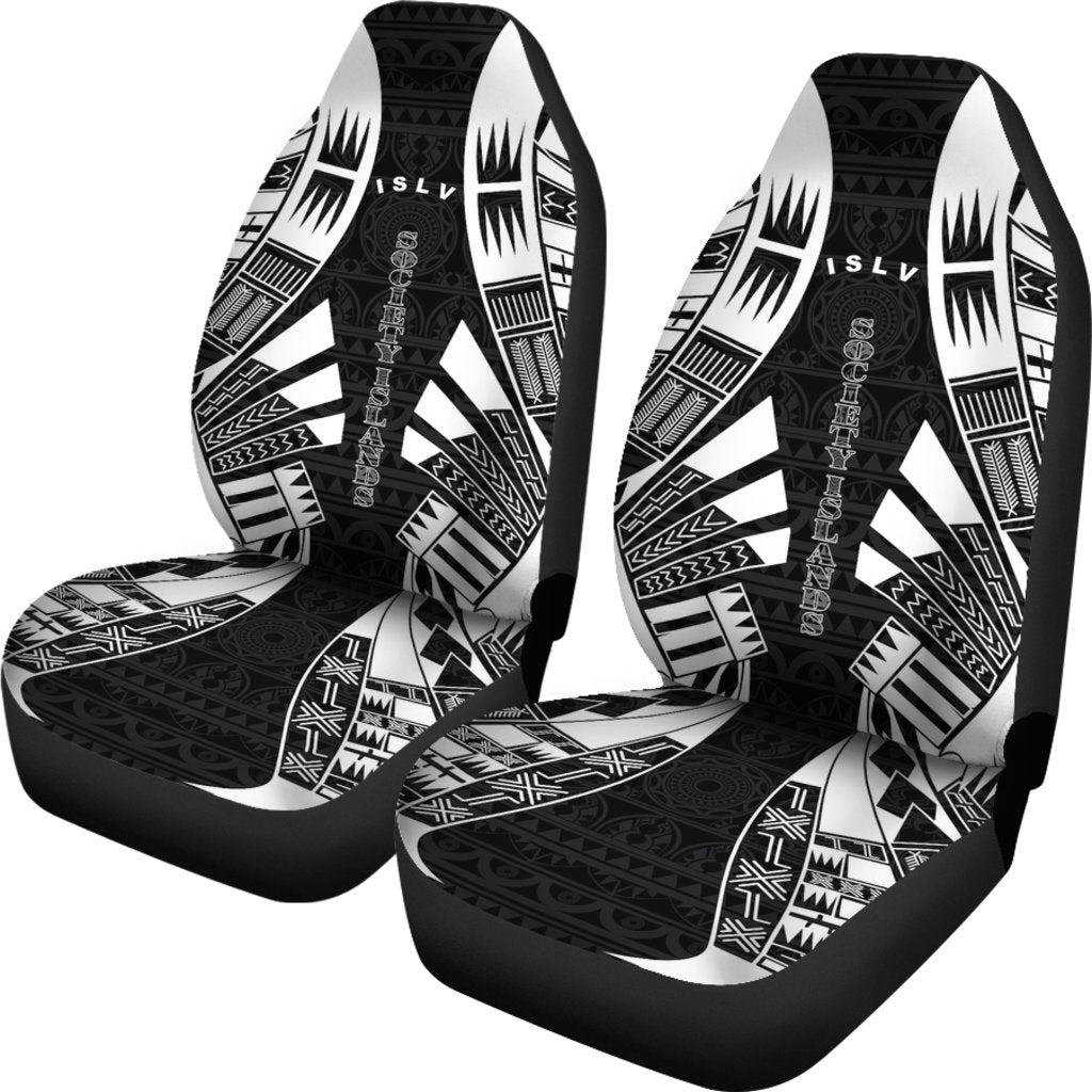 Society Islands Car Seat Covers - Society Islands Flag Polynesian Tattoo Black - Polynesian Pride