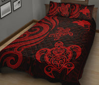 Papua New Guinea Quilt Bed Set - Red Tentacle Turtle - Polynesian Pride