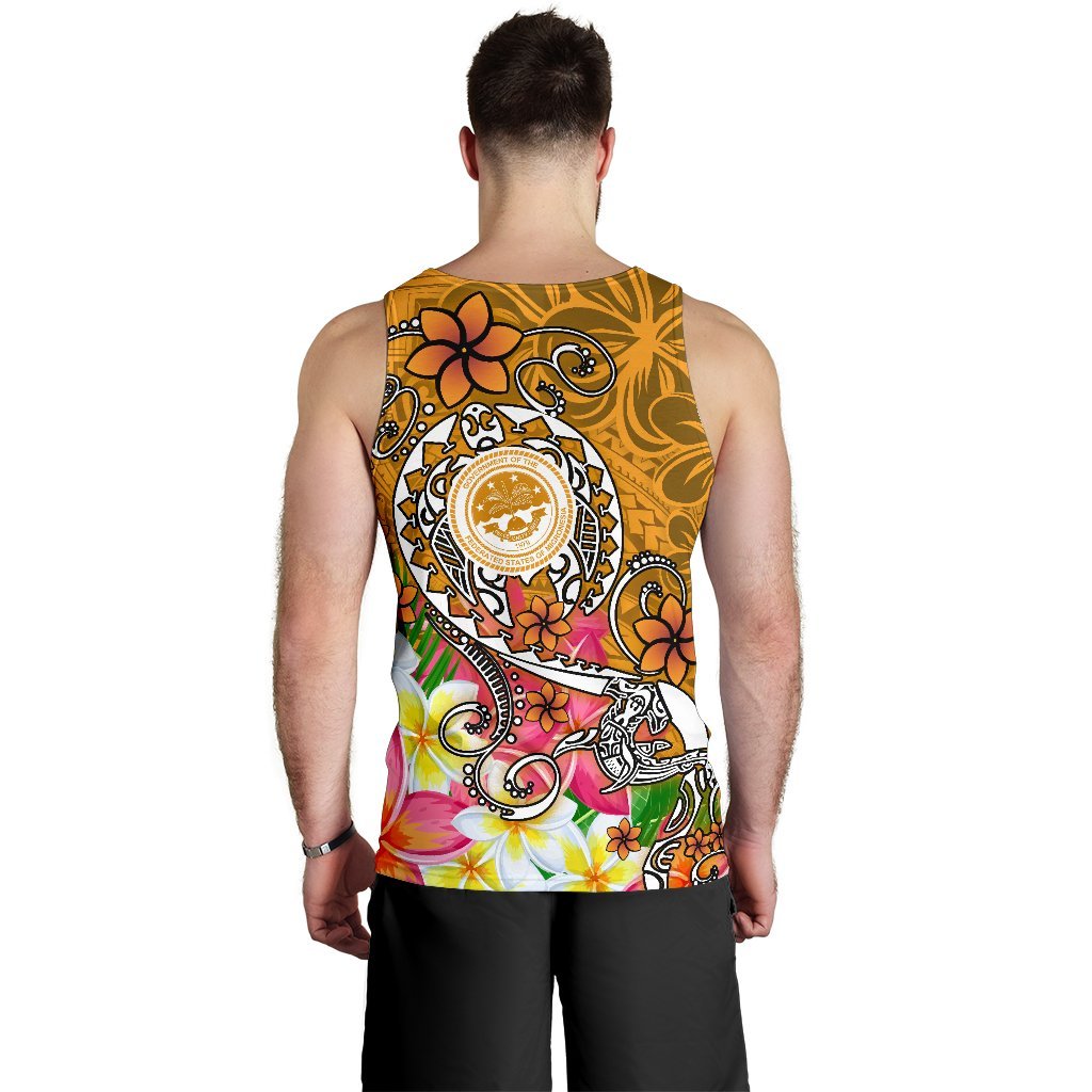 FSM Custom Personalised Men's Tank Top - Turtle Plumeria (Gold) - Polynesian Pride