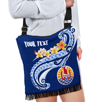 Guam Personalised Crossbody Boho Handbag - Guam Seal Polynesian Patterns Plumeria (Blue) - Polynesian Pride