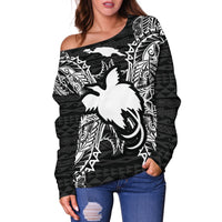 Papua New Guinea Polynesian Shoulder Sweater Map Black - Polynesian Pride