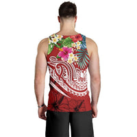 Tahiti Polynesian Men's Tank Top - Summer Plumeria (Red) - Polynesian Pride