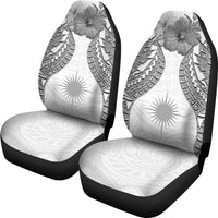 Marshall Islands Polynesian Car Seat Covers Pride Seal And Hibiscus White - Polynesian Pride