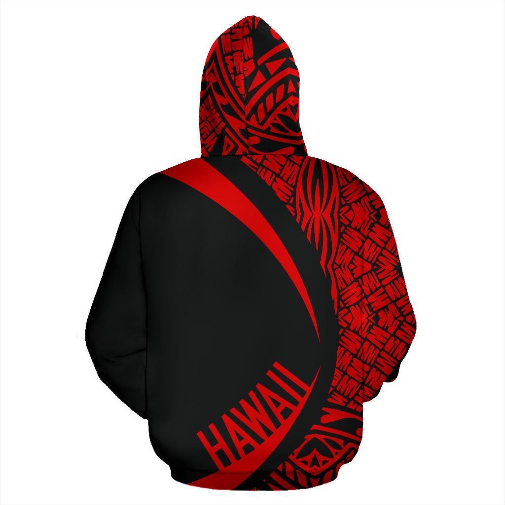 Polynesian Kanaka Maoli Map of Hawaii Zip Hoodie Red Circle Style - Polynesian Pride