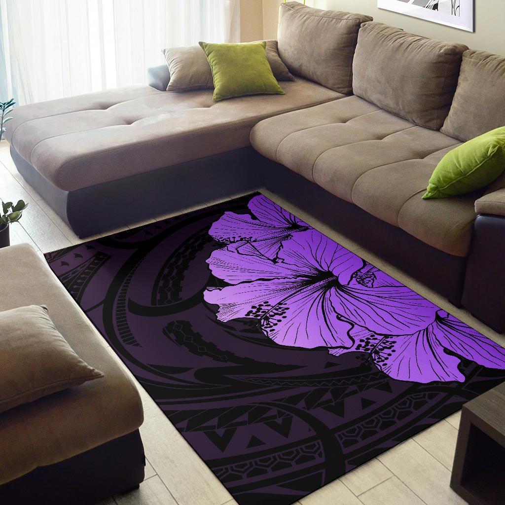 Royal Hibiscus Polynesian Tribal Area Rug Violet AH - Polynesian Pride