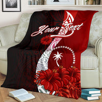 Chuuk Micronesia Custom Personalised Premium Blanket - Coat Of Arm With Hibiscus - Polynesian Pride