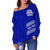 (Custom Personalised) Queen Salote Off Shoulder Sweater Tonga College Blue - Polynesian Pride