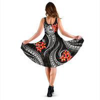 Tahiti Polynesian Midi Dress - White Plumeria - Polynesian Pride