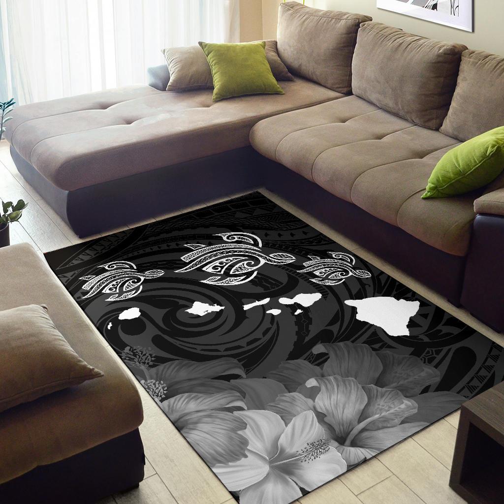 Hawaii Turtle Hibiscus Map Polynesian Area Rug AH - Polynesian Pride