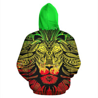Lion Polynesian All Over Hoodie Reggae Style - Polynesian Pride