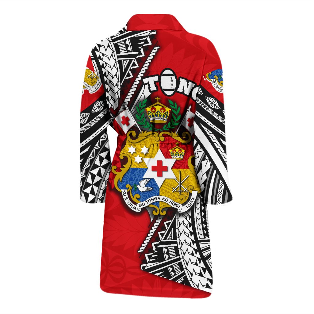 Tonga Rugby Men Bath Robe Polynesian Style Pinwheel - Polynesian Pride