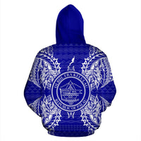 Palau Polynesian ll Over Hoodie Map Blue - Polynesian Pride