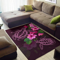 Hawaii Turtle Hibiscus Pink Simple Rug - Polynesian Pride