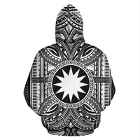 Nauru ll Over Hoodie Nauru Coat of rms Polynesian White Black - Polynesian Pride